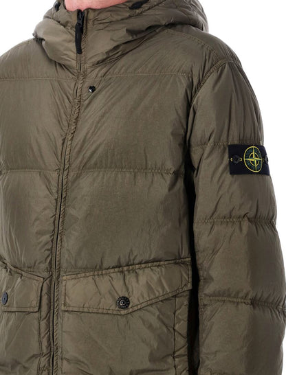 Stone Island Garment Dyed Crinckle Hooded Down Jacket