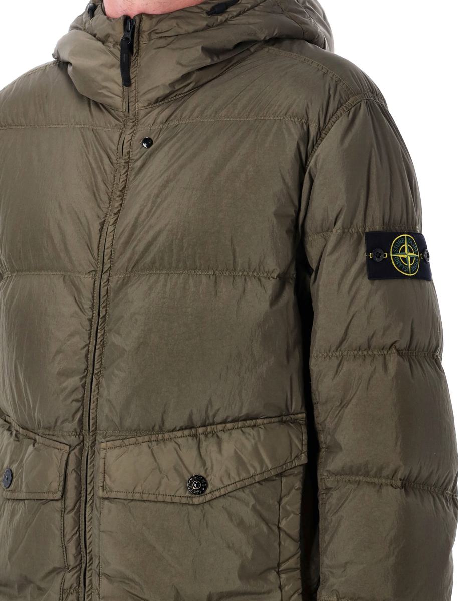 Stone Island Garment Dyed Crinckle Hooded Down Jacket