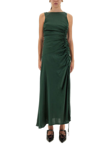 Ganni Gathered Satin Dress