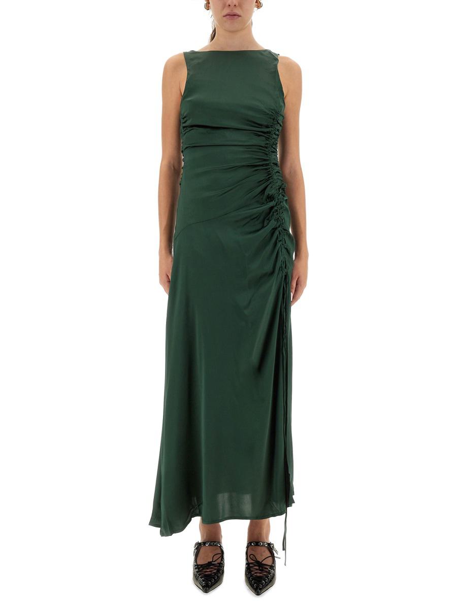 Ganni Gathered Satin Dress