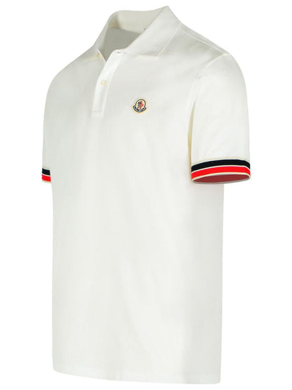 Moncler White Cotton Polo Shirt