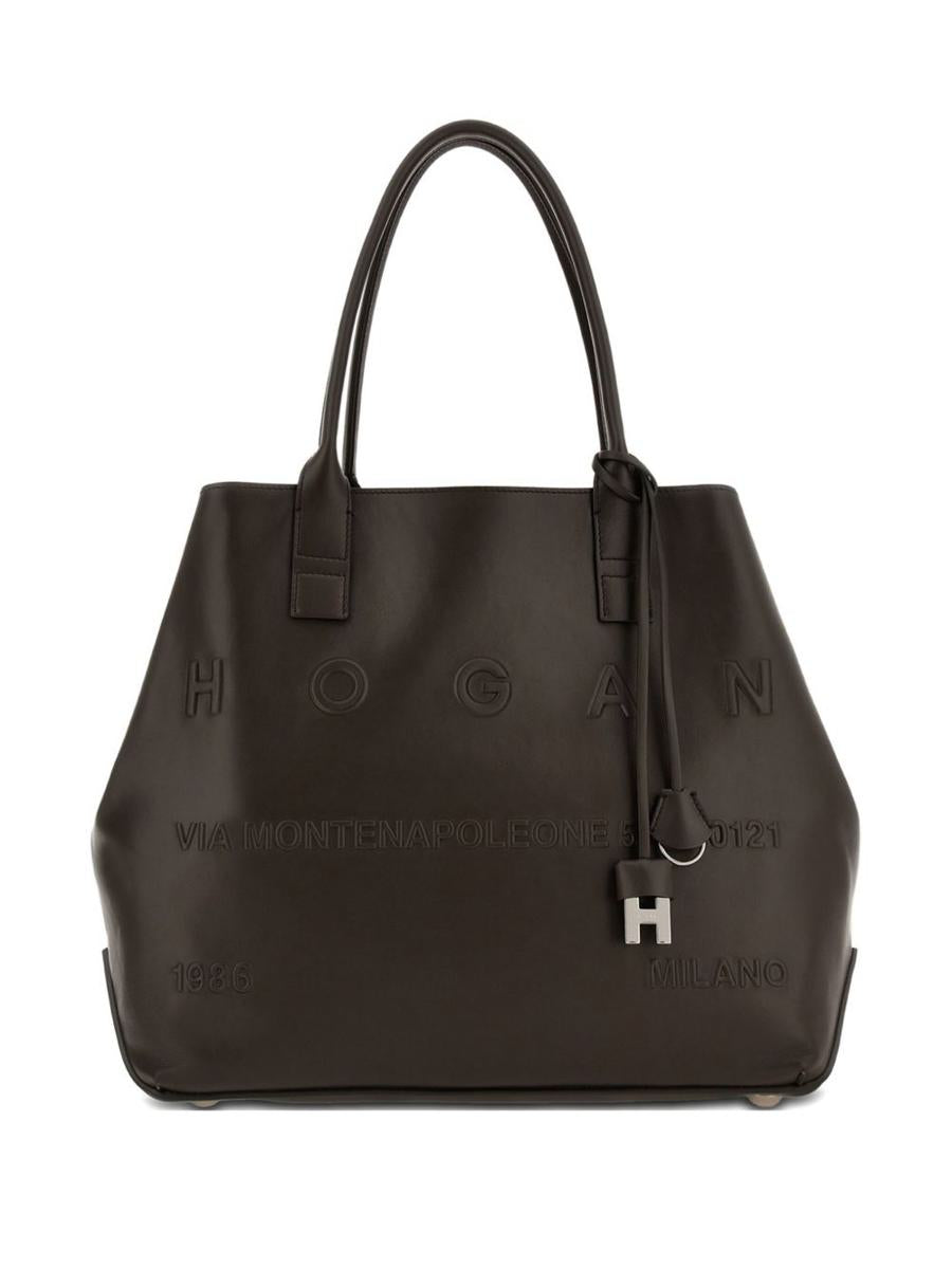 Hogan Script Medium Leather Tote Bag
