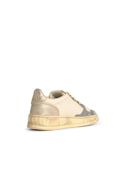 Autry 'Super Vintage' Silver And Platinum Leather Sneakers