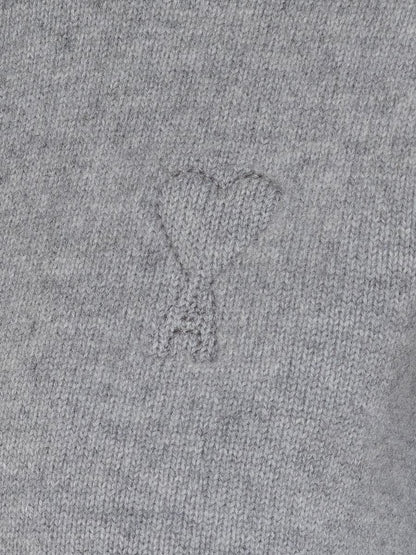 AMI Paris Ami Paris Grey Cardigan With Logo