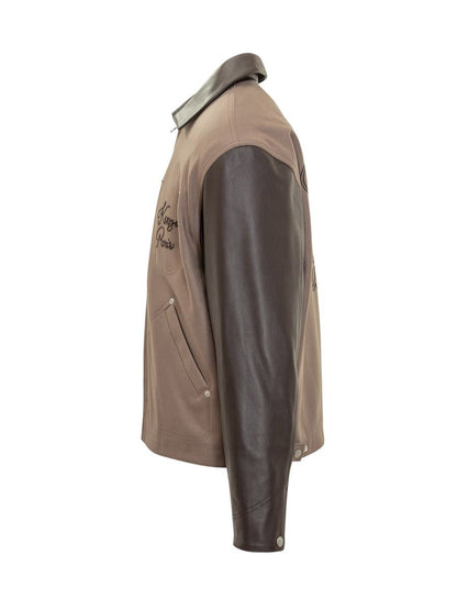 Kenzo Kenzo Men'S Two-Tone Leather And Fabric Bomber Jacket