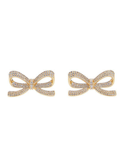 Gold Crystal Bow Earrings