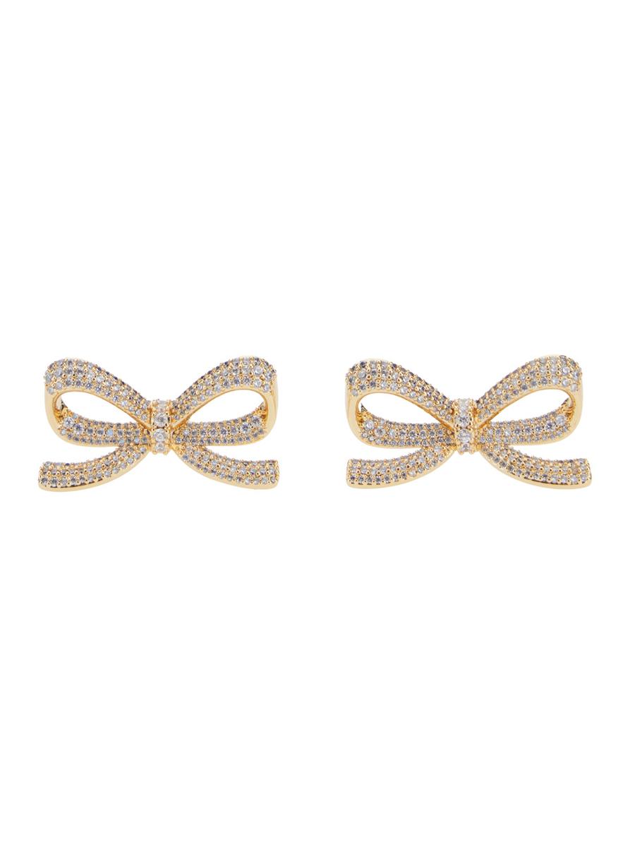 Gold Crystal Bow Earrings