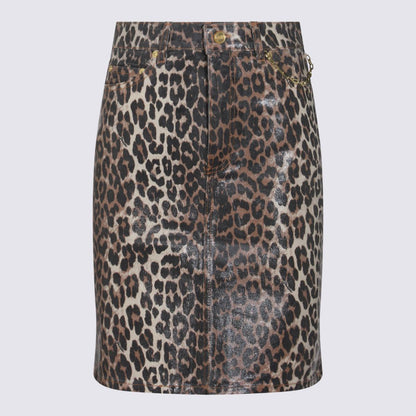 Ganni Leopard Cotton Skirt