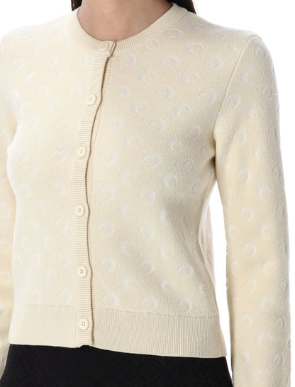 Marine Serre Moon Jacquard Knit Fitted Cardigan