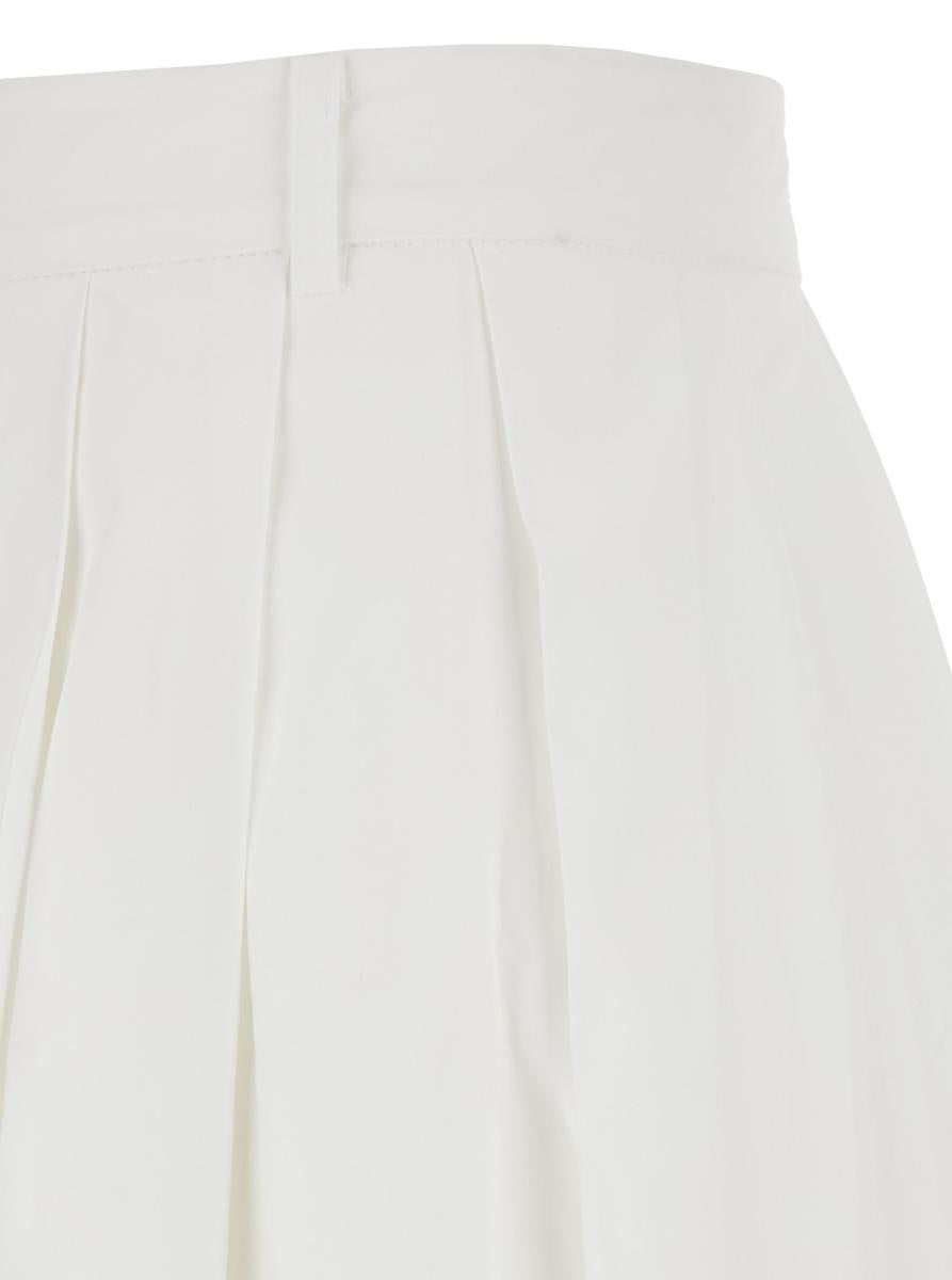 White Skirt With Balloon Design And Pleated Details In Cotton Blend Woman