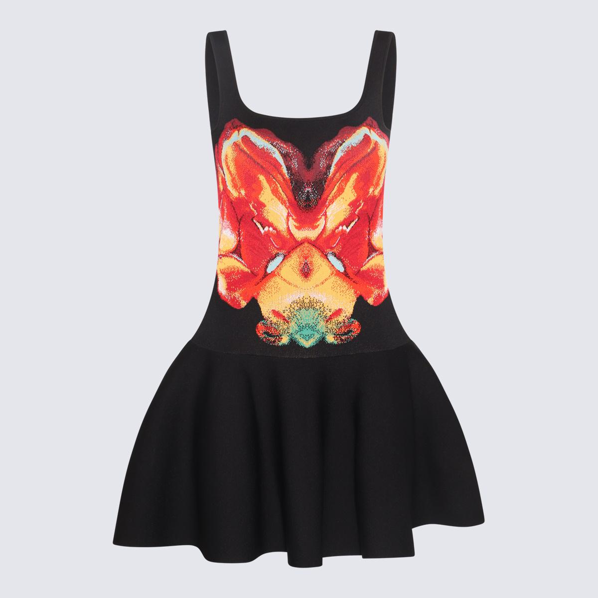 Alexander McQueen Black Multicolour Viscose Blend Dress