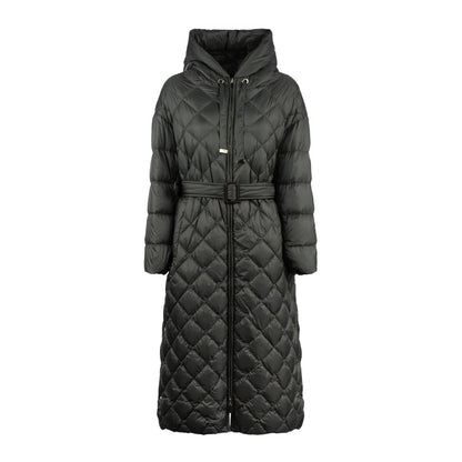 Max Mara Long Rhombus Down Jacket With Hood