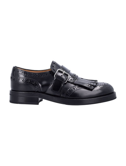 Church'S Black Leather Monk Strap Brogues