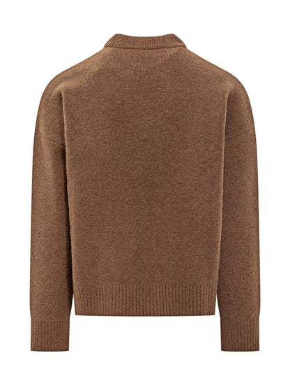 AMI Paris Wool Crew Neck Sweater With Logo Ami Alexandre Mattiussi