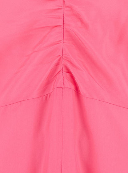 Fuchsia Sleeveless Long Dress With Criss-Crossed Spaghetti Straps And Rear Button Closure In Tech Fabric Woman