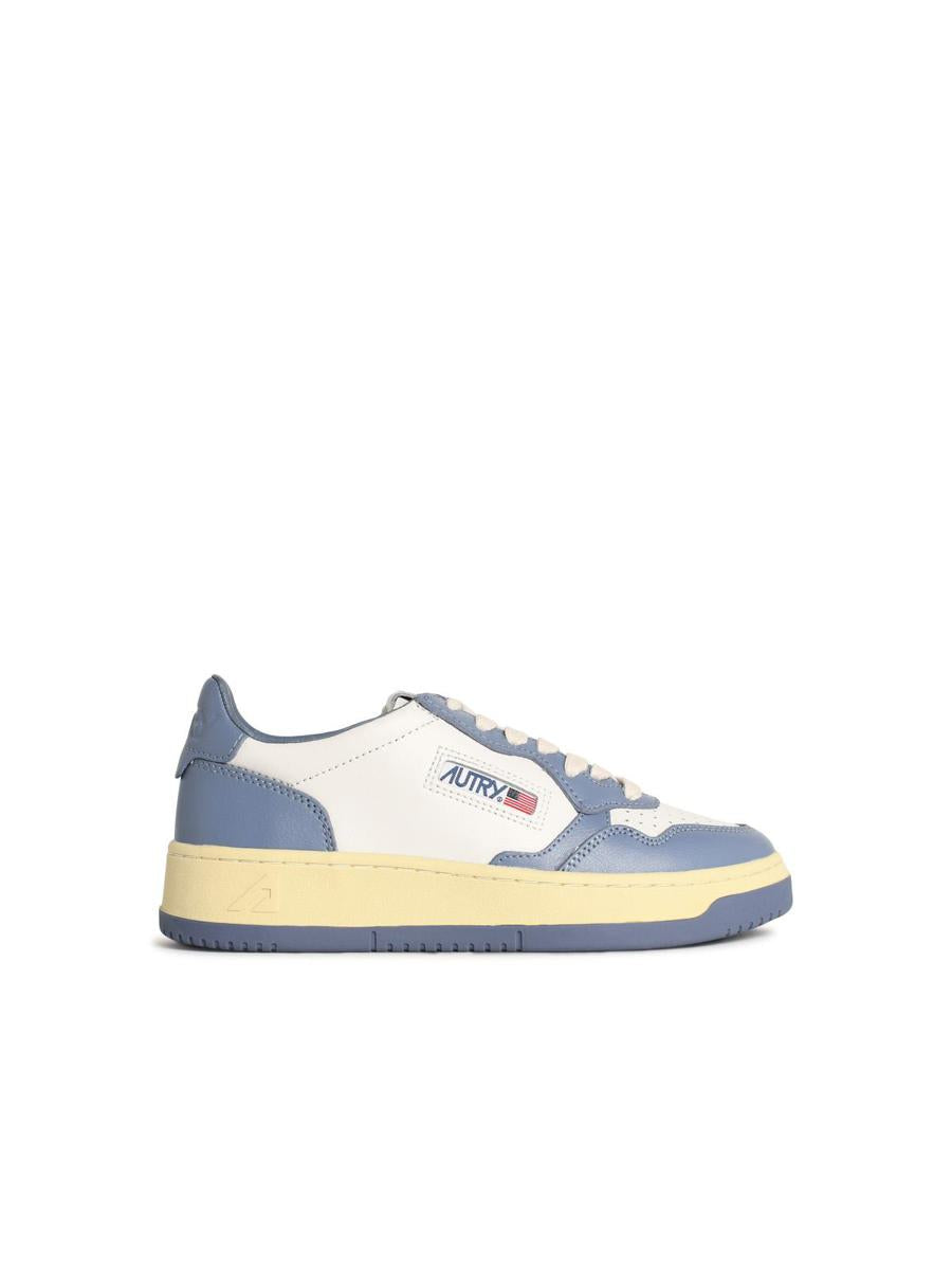 Autry 'Medalist Low' 'Tempest' White And Light Blue Leather Sneakers