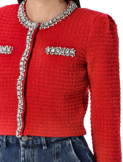 Self-Portrait Textured Knit Cardigan