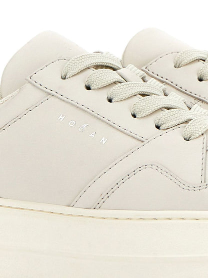 Hogan Light Beige Calf Leather Sneakers