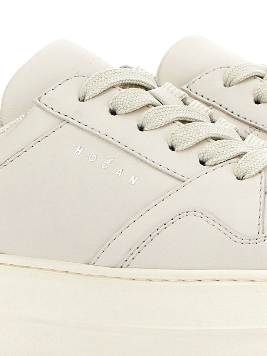 Hogan Light Beige Calf Leather Sneakers