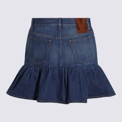 Valentino Garavani Blue Denim Cotton Skirt