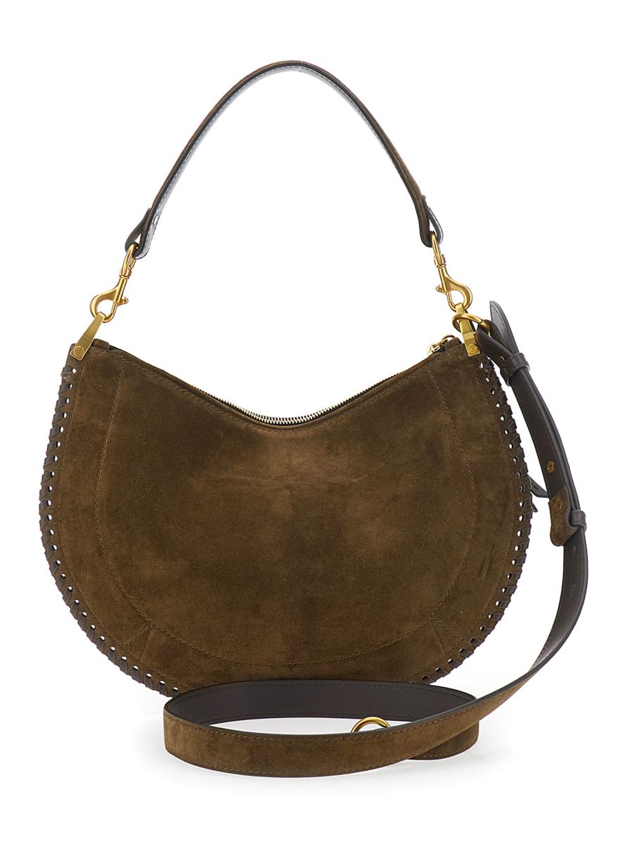 Brown Shoulder Bag With Removable Shoulder Strap In Suede Woman