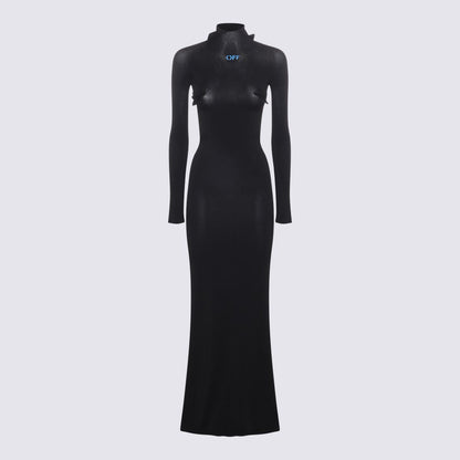 Off-White High-Neck Long Dress