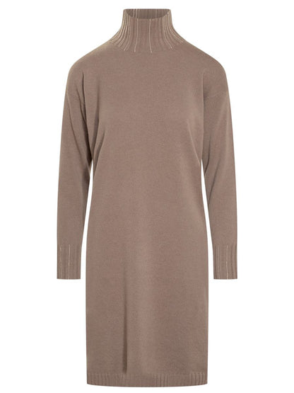 Fabiana Filippi Fabiana Filippi Taupe Knitted Turtleneck Dress