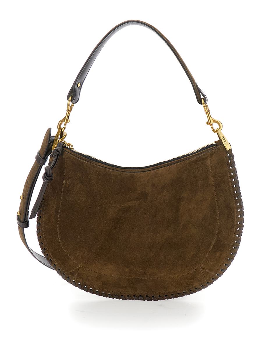 Brown Shoulder Bag With Removable Shoulder Strap In Suede Woman