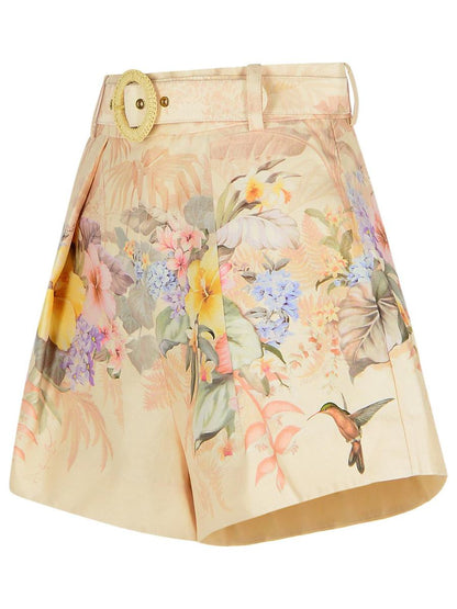 Zimmermann 'Illuminate' Ivory Silk Blend Shorts