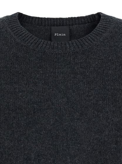 Dark Grey Oversized Crewneck Sweater In Cashmere Woman