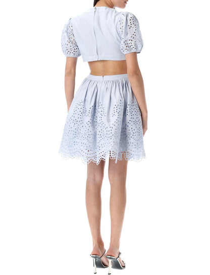 Self-Portrait Embroidered Mini Dress