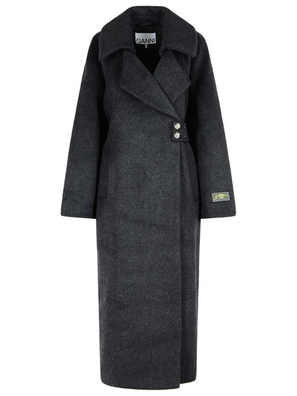 Ganni Grey Wool Blend Coat