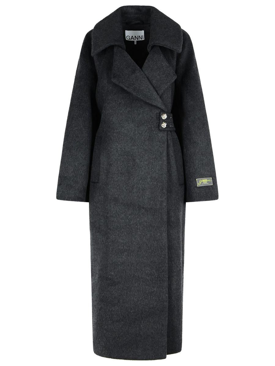 Ganni Grey Wool Blend Coat