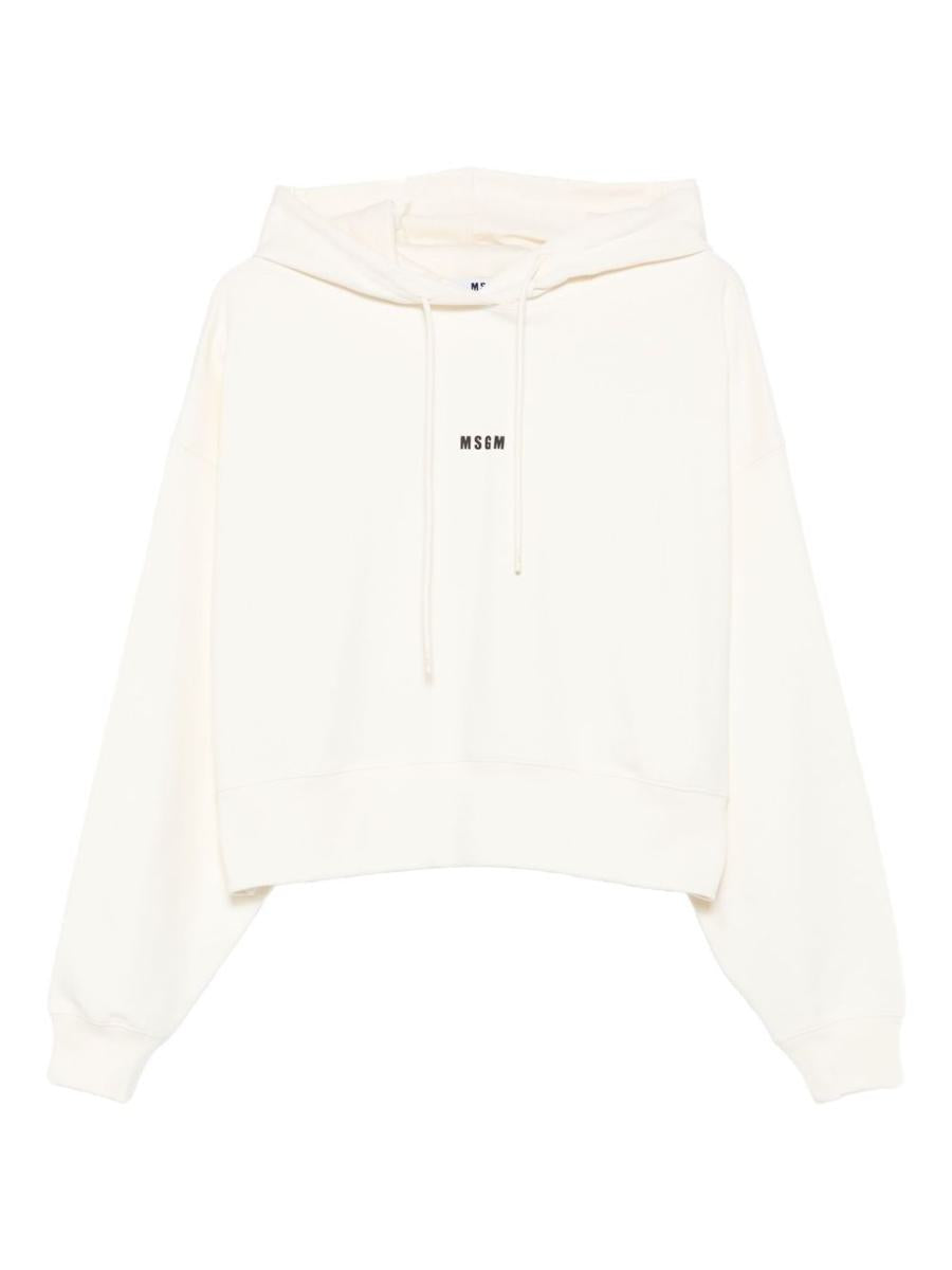 Msgm Black Cotton Hoodie With Logo
