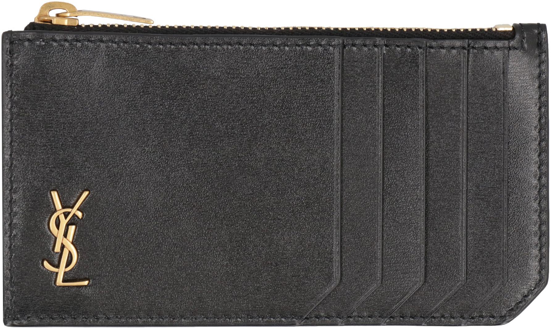 Saint Laurent Fragments Tiny Cassandre Smooth Leather Card Holder