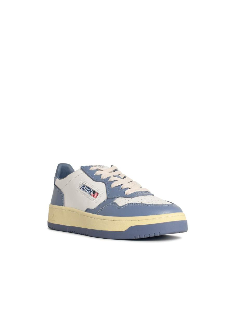 Autry 'Medalist Low' 'Tempest' White And Light Blue Leather Sneakers