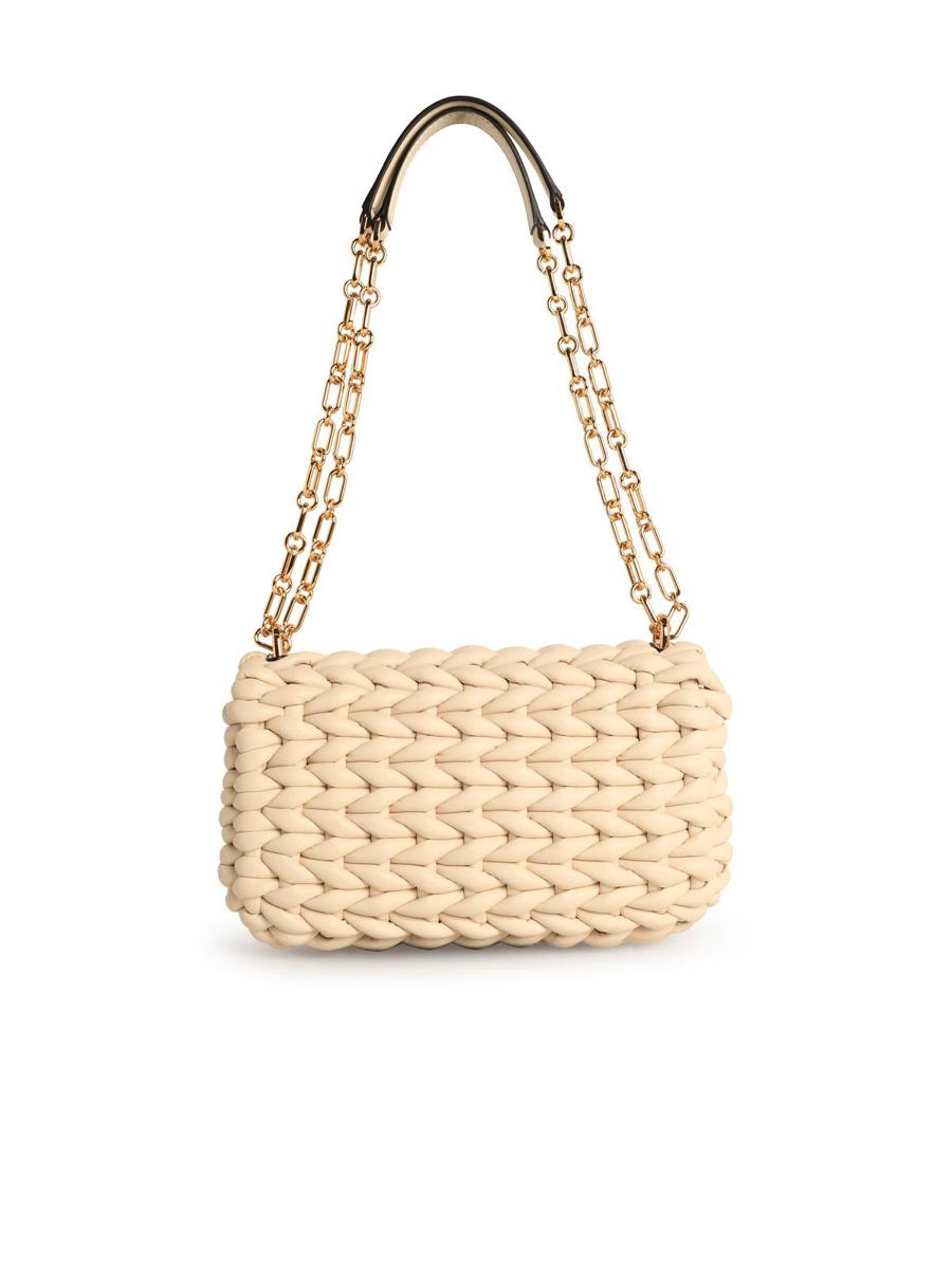 Michael Kors Tribeca' Shoulder Bag In Light Cream Braided Leather