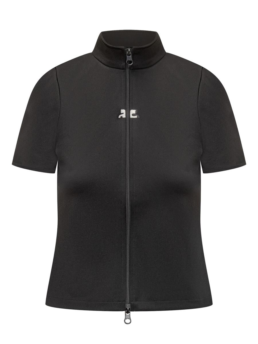 Courrèges Black Courrèges T-Shirt With Zipper