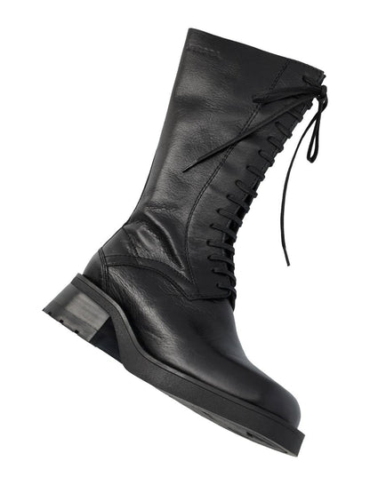 Miista Vel Lace-Up Leather Boots Black