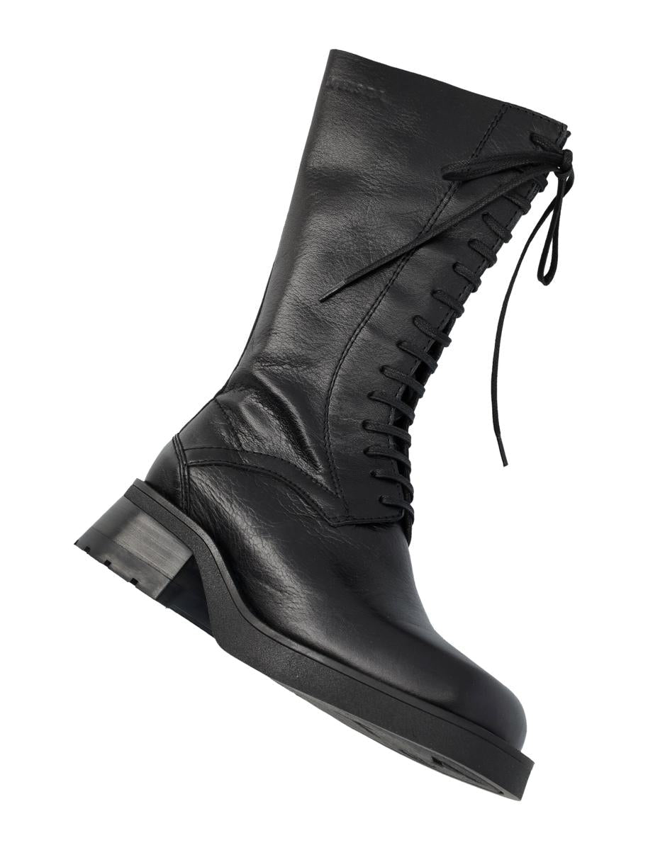 Miista Vel Lace-Up Leather Boots Black