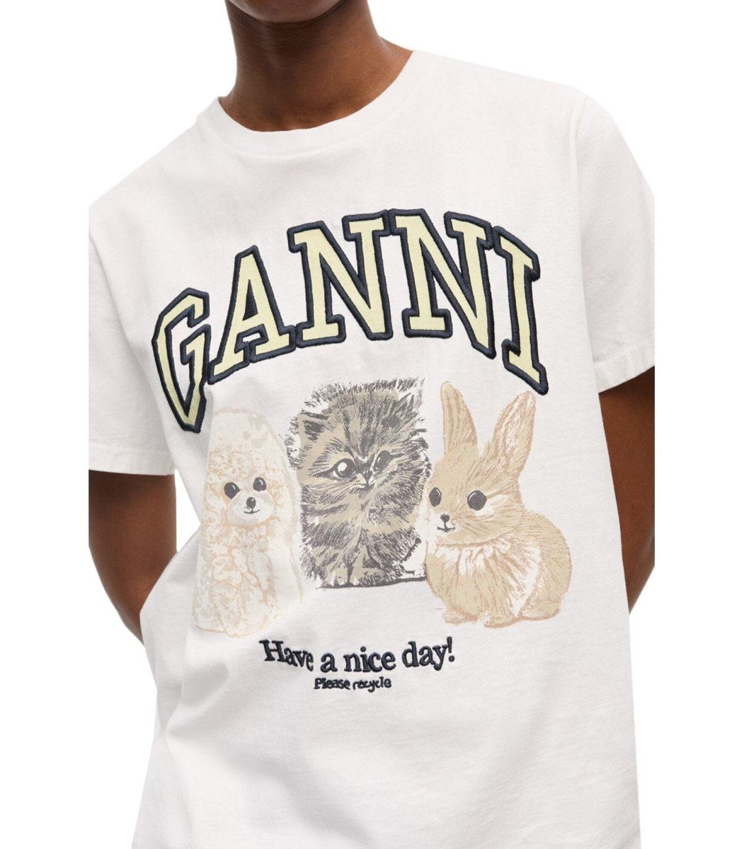 Ganni Animals White T-Shirt