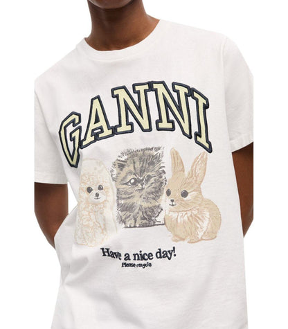 Ganni Animals White T-Shirt