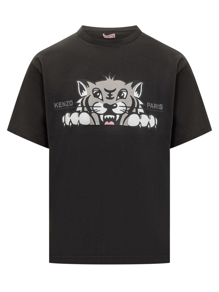 Kenzo Kenzo Men'S Black T-Shirt With Tiger Print
