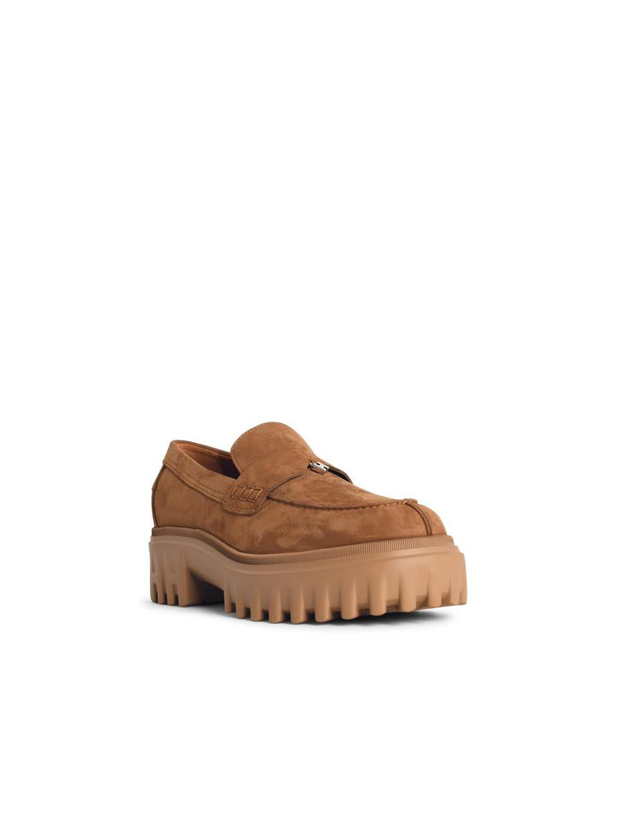 Hogan 'H700' Camel Suede Loafers