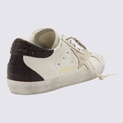 Golden Goose White And Black Leather Sneakers