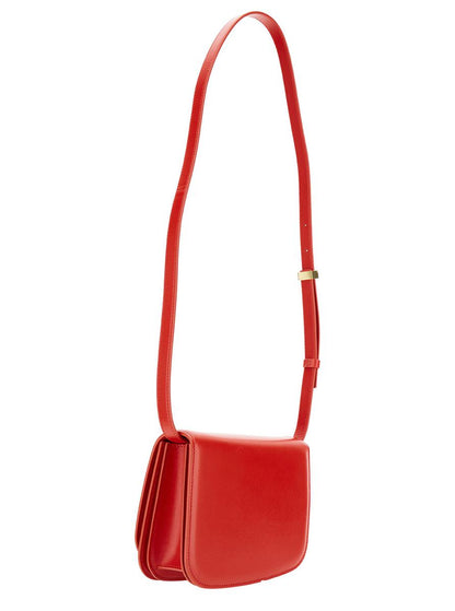 'Oyster' Red Asymmetric Crossbody Bag With Logo Detail In Leather Woman
