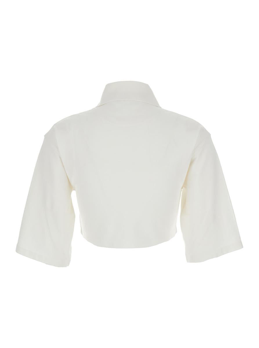 White Crop Shirt In Cotton Woman