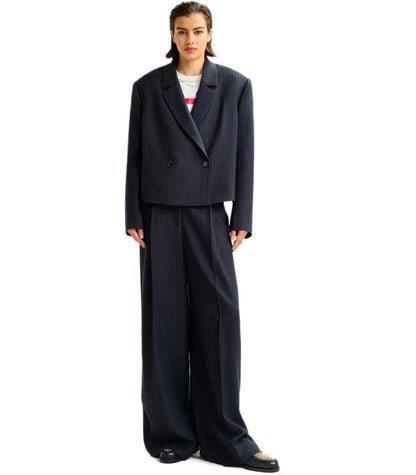 Essentiel Antwerp Itzle Navy Blue Cropped Blazer