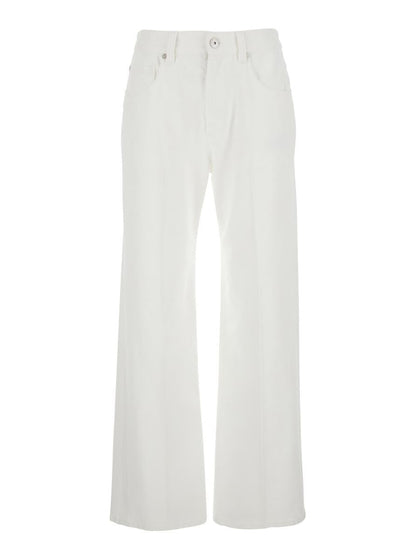 White Five-Pocket Patns With Logo Patch On The Back In Cotton Woman