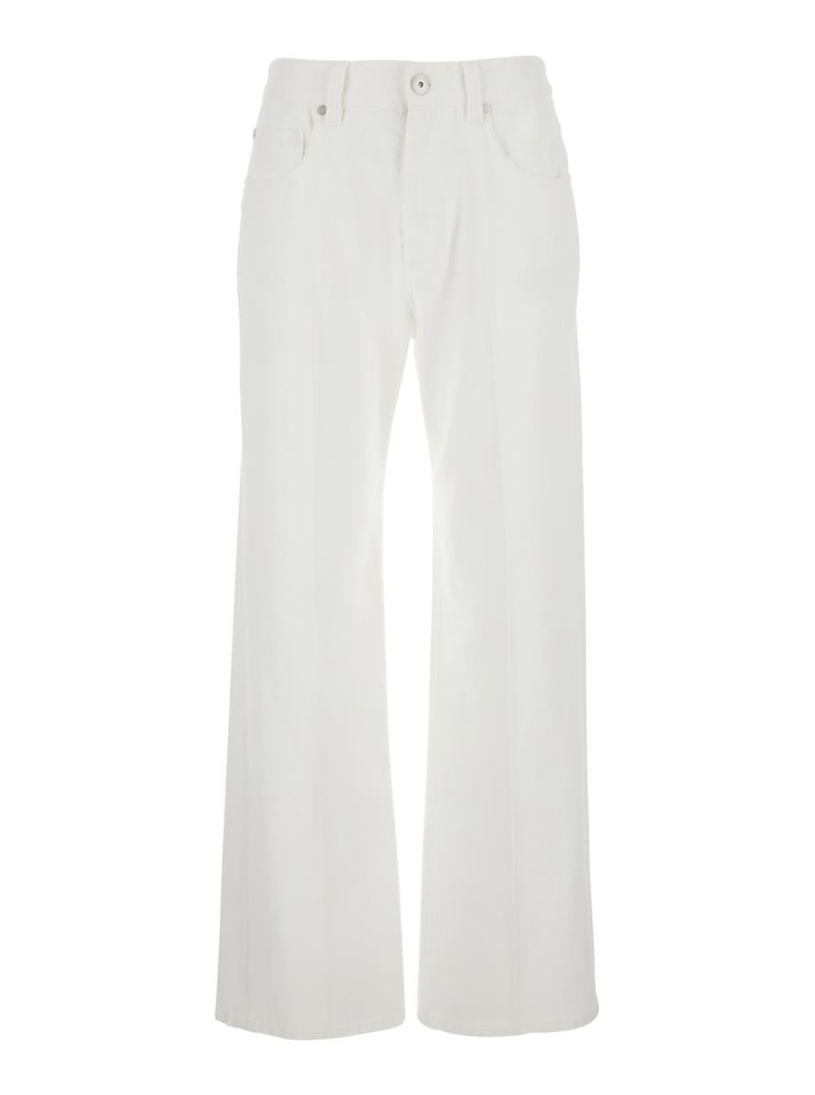 White Five-Pocket Patns With Logo Patch On The Back In Cotton Woman